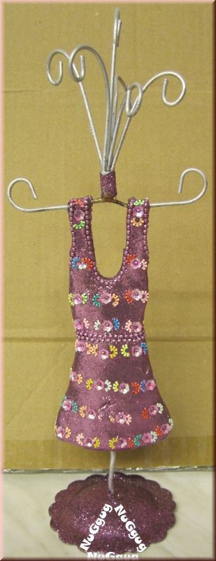 Schmuckständer "Frauenkleid in lila". 30 cm