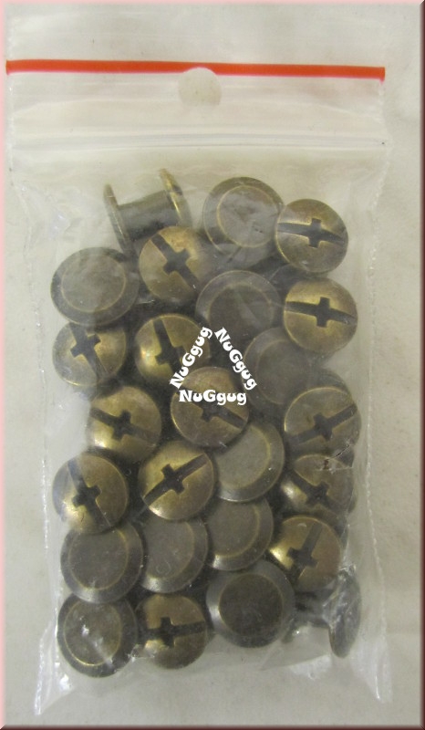 Schraubnieten, Zier-Schraubnieten, Gürtel-Schraubnieten, Messing, 5 mm, 25 Stück