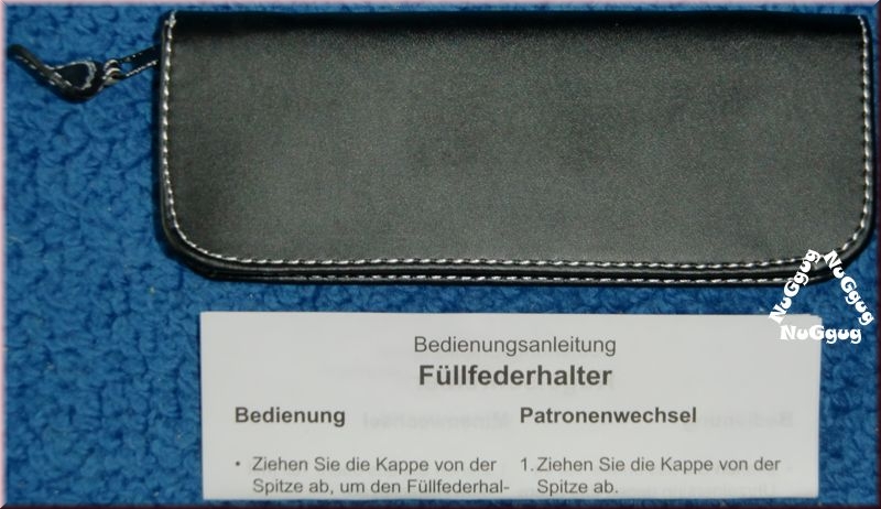 Schreibset chromfarben/schwarz. Kugelschreiber blau + Füller