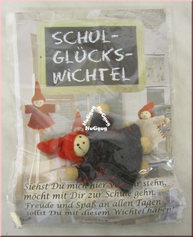 Schul-Glücks-Wichtel mit Spruch, Schul Glücks Wichtel