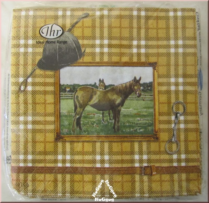 Cocktail-Servietten von Ihr mit Motiv "Horse Riding", braun, Pferdemotiv, 20 Stück