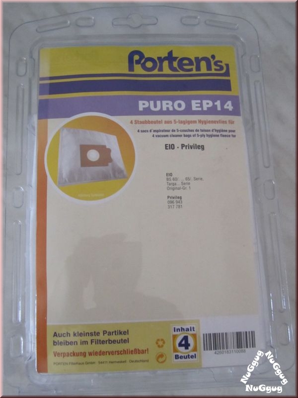 Staubsaugerbeutel Portens Puro EP14. 4 Stück