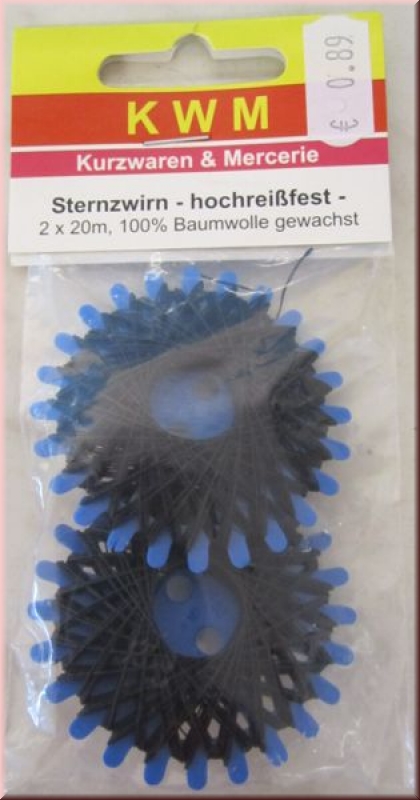 Sternzwirn, schwarz, Baumwolle gewachst, hochreißfest, 2 x 20 Meter