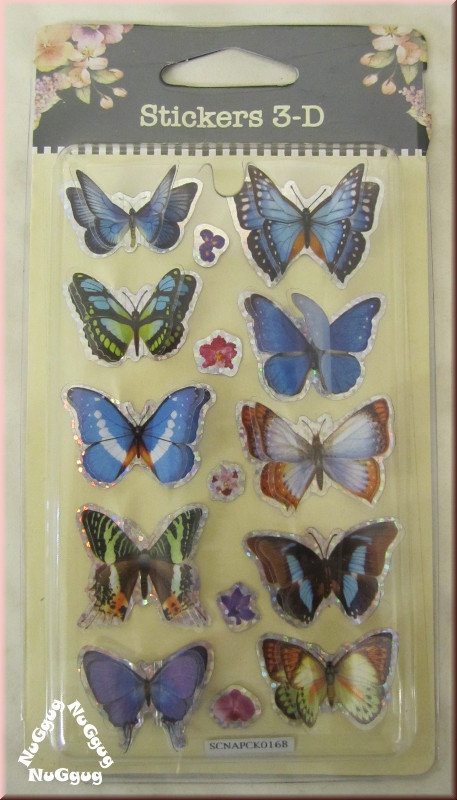 3D-Sticker, Schmetterlinge, 10 Stück