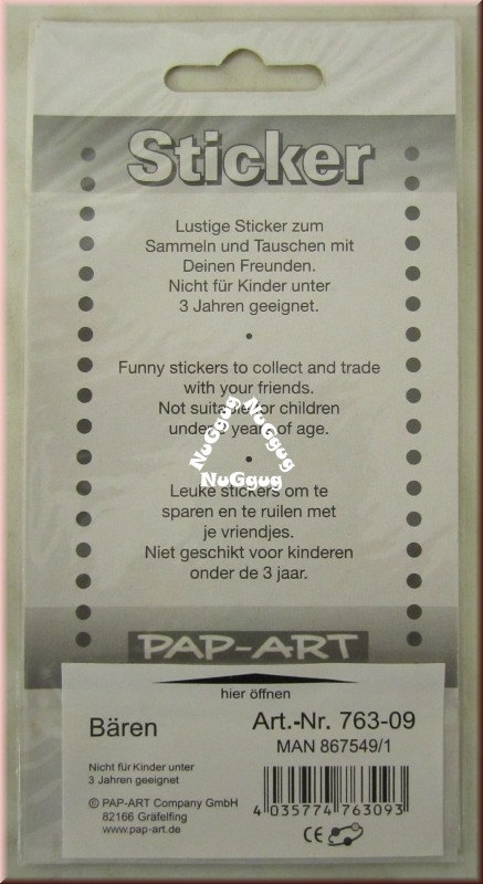 Glitzer-Sticker Bären, von Pap-Art, 2 Blatt