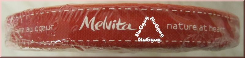 Geschenkband "Melvita X-Mas" aus rotem Stoff, 15mm, 50 Meter