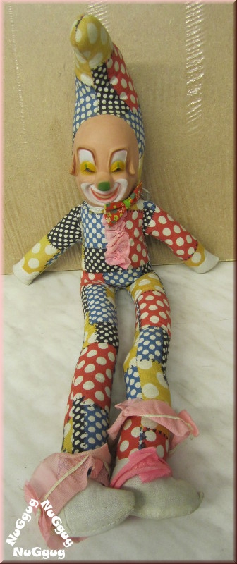 Schlenkerpuppe Clown, DDR Stoffpuppe