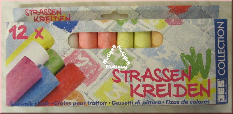 Strassenmalkreide, Kreide bunt, 12 Stück, Strassenkreiden