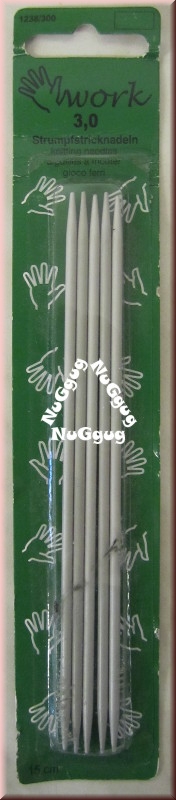 Strumpfstrick-Nadeln Work, 15 cm, 3,0 mm, 5 Stück