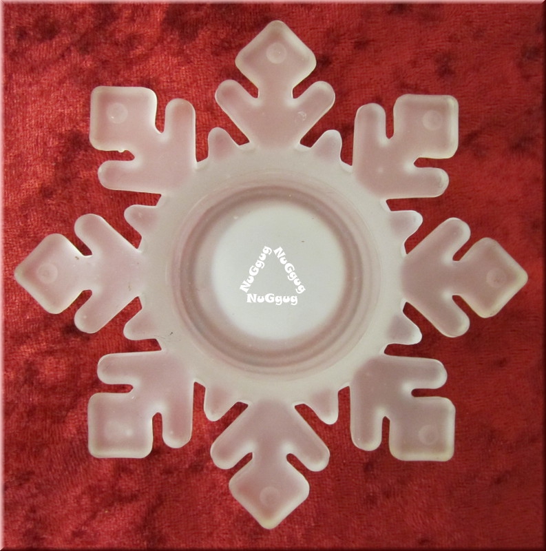 Teelichthalter "Schneeflocke" aus mattiertem Glas, 10 cm