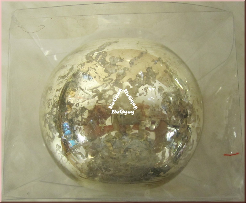 Teelichthalter "Silber-Crackle" aus lackiertem Glas, 7,5 cm