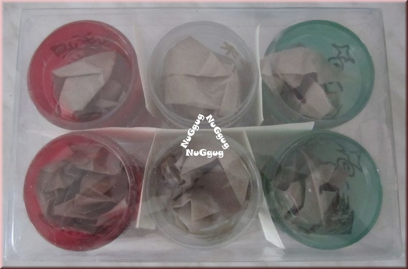 Teelichter Set "Weihnachten", Glas, 6 Stück in 3 Farben, mit 3D-Motiven