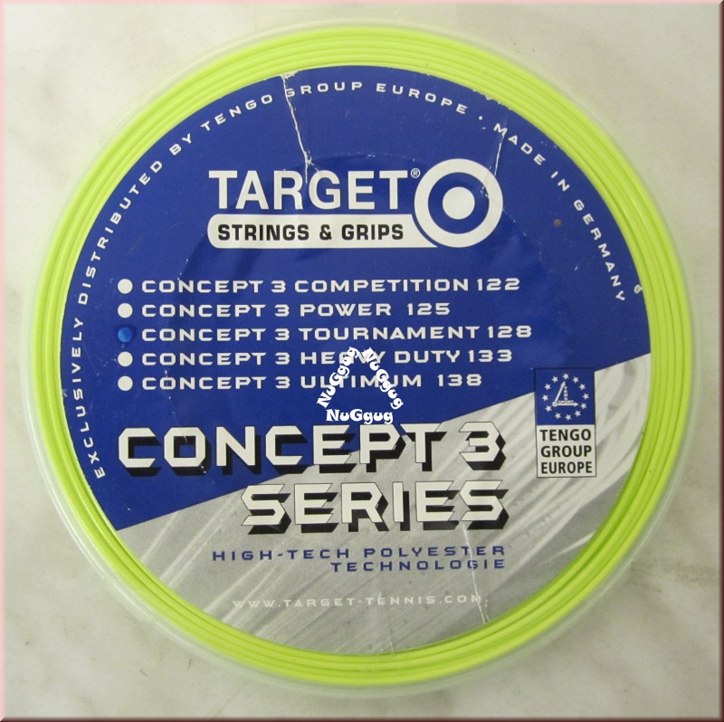 Tennissaite Target Concept 3 Tournament 128, lime, 12 Meter