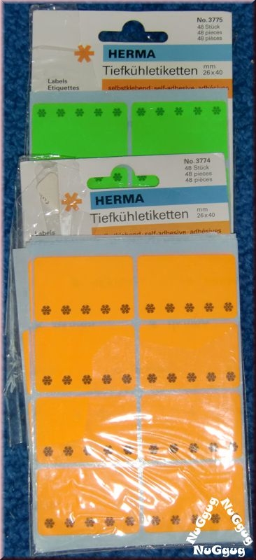 Gefrieretiketten, Tiefkühletiketten Herma, grün und orange