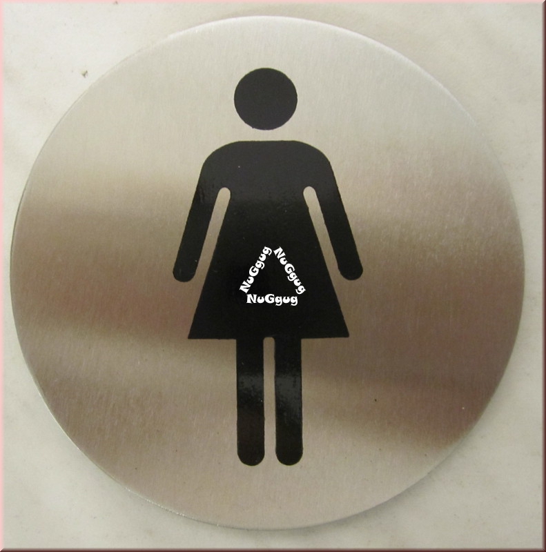 Türschild Edelstahl WC, mit Symbol "Damen", selbstklebend