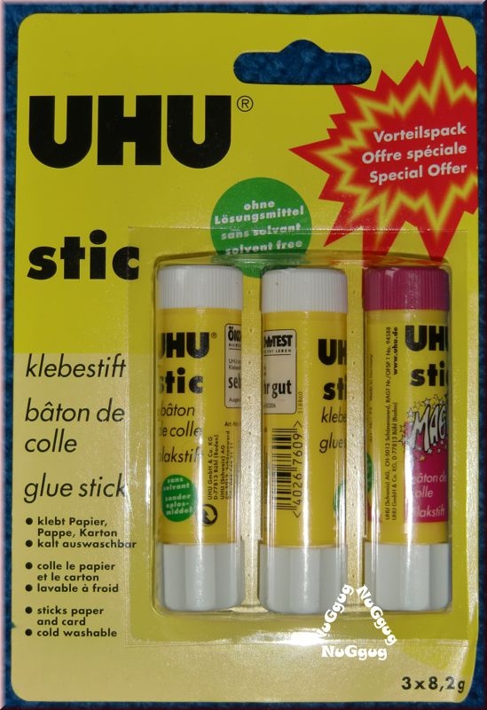 UHU stic Klebestift. 8.2 Gramm. 3 Stück Vorteilspack