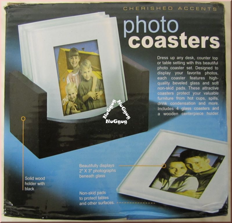 Foto-Untersetzer aus Glas, glass photo coasters, 4 Stück