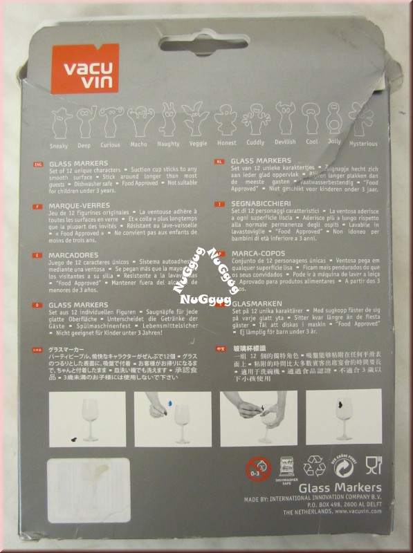 Vacu Vin Glass Markers "Party People", 24 Stück