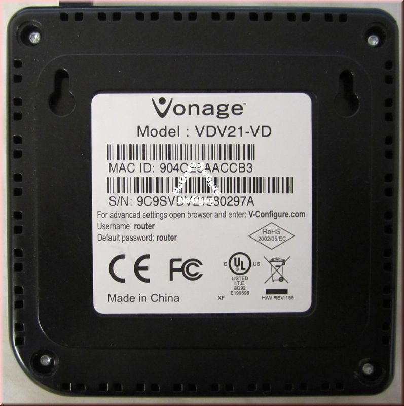 Vonage Router Model VDV21-VD