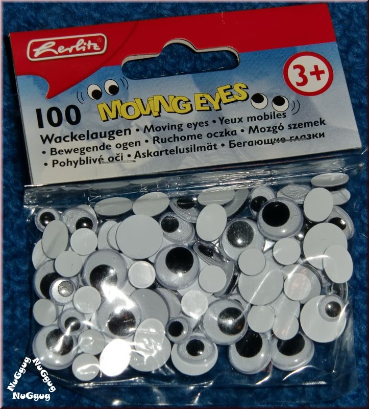 Wackelaugen. Moving Eyes. 100 Stück