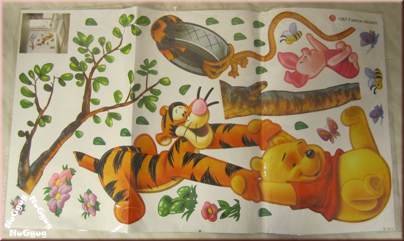 Wandtattoo "Winnie the Pooh und Tiger im Garten", Wall-Sticker,
