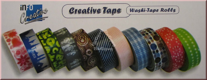 Creative Tape Washi Tape Rolls, japanisches Design-Klebeband, 55 Rollen je 15 mm x 10 Meter, Reispapier