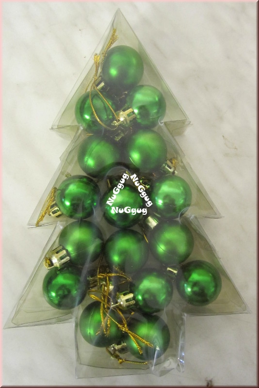 Mini Christbaumkugeln, Weihnachtkugeln, grün, 16 Stück