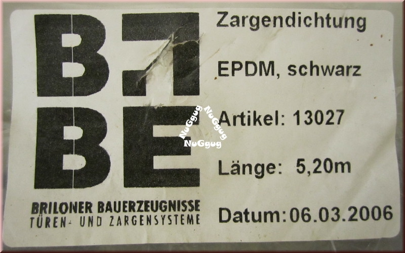 EPDM-Zargendichtung, schwarz, 5,20 Meter, von Briloner Bauerzeugnisse, Türzargen