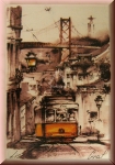 Deko-​Bild "Lissabon Straßenbahn", hohwertiger Posterdruck auf Keilrahmen, 10 x 15 cm