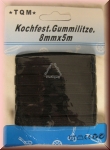 Gummilitze, kochfest, schwarz, 5 Meter, 8 mm