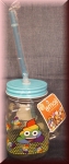 Emoji Trinkglas mit Henkel, Strohhalm und Schraubverschluß, 450ml, Schraubglas