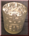Teelichthalter "Merry Christmas" aus mattiertem Glas, innen silber, 8 x 7 cm, Windlicht