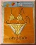 Nylonbeutel mit Kordelzug, Motiv "Happy Beach", orange, 40 x 30 cm