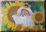 Puzzle Baby Körbchen & Sonnenblumen, Laura Florini, 68 x 48 cm, vom Bookmark Verlag, 1000 Teile